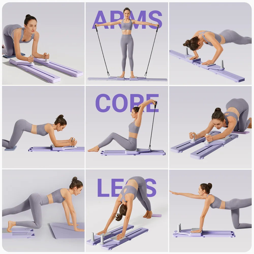 2-In-1 Abs & Ski Board - Portable Core/Leg Trainer, Split Pilates-Reformer for Home Gym, Lightweight Full-Body Fitness