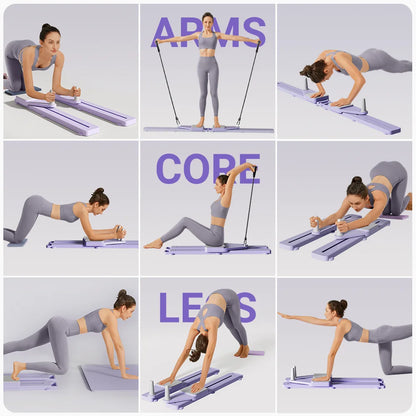 2-In-1 Abs & Ski Board - Portable Core/Leg Trainer, Split Pilates-Reformer for Home Gym, Lightweight Full-Body Fitness